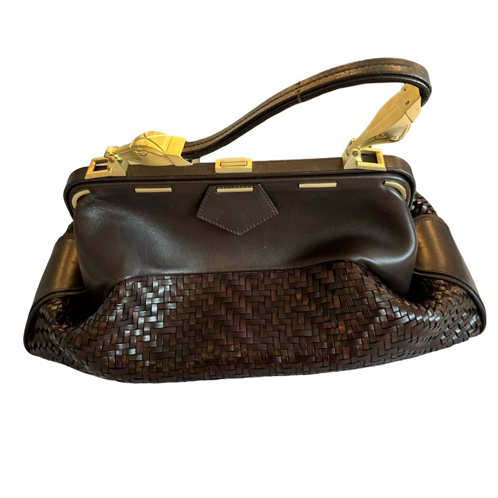 BARRY KIESELSTEIN CORD BROWN WOVEN LEATHER BAG